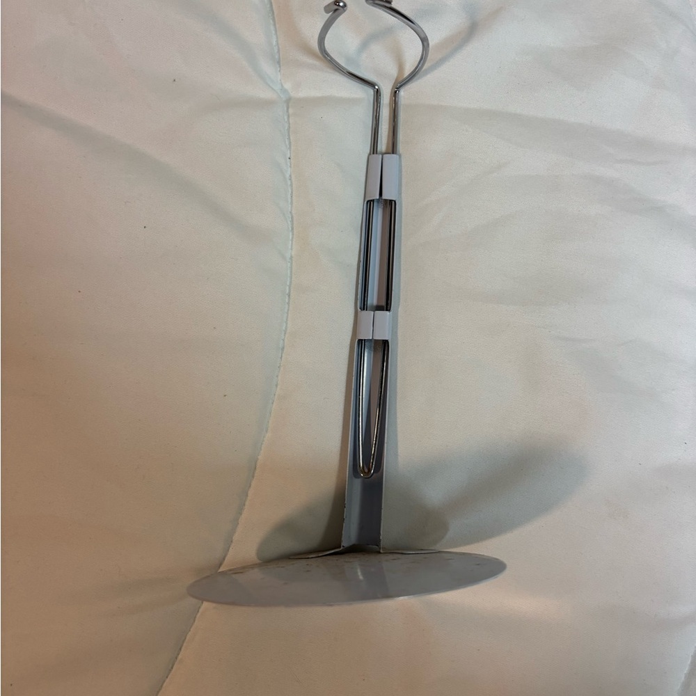 White baby doll stand for 18” doll- display stand (see pics)